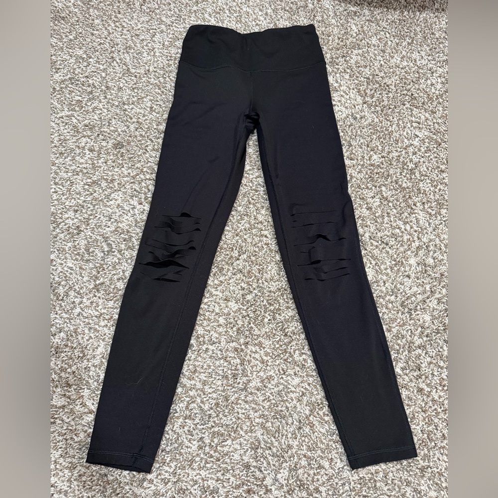 Black Women's Leggings with Cut-Out Design